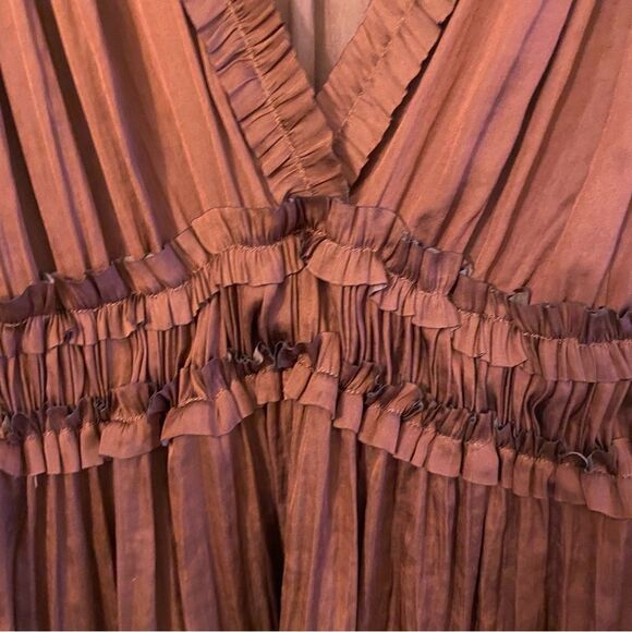 NWOT Anthro OPT rust/copper ruffled Tianna dress Small - Picture 6 of 8